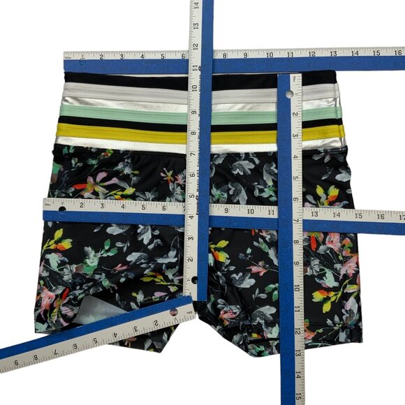 Urban Savage Floral Print Bike Shorts S Black Striped Logo Athleisure Athletic - Picture 4 of 12